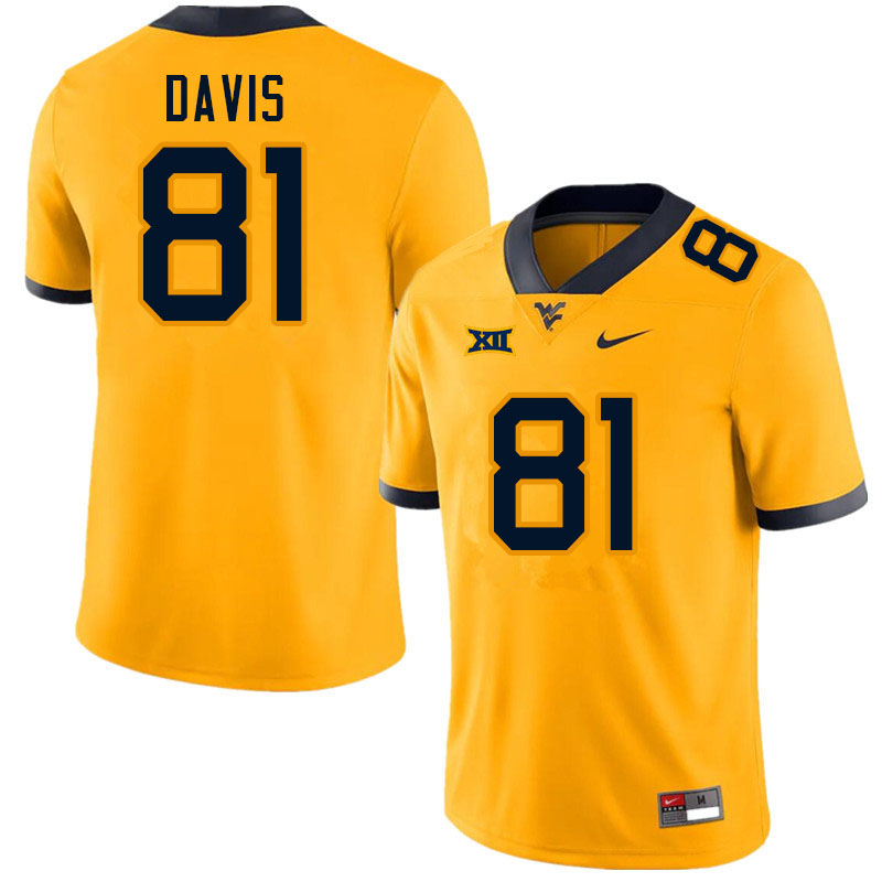 Men #81 Treylan Davis West Virginia Mountaineers College Football Jerseys Sale-Gold - Click Image to Close